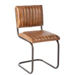 Chaise moderne cuir / mtal cognac