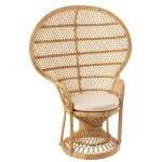 Chaise paon et coussin rotin naturel