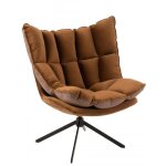 Chaise relax coussin sur pied textile / mtal marron
