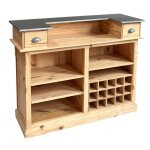 Comptoir bar industriel bois massif et mtal 140cm gabriel