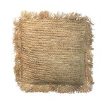 Coussin carr bohme chic naturel en raphia large