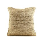 Coussin carr� boh�me chic naturel en raphia medium