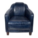 Fauteuil bleu en cuir milord vintage