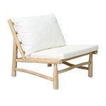 Fauteuil bohme chic naturel, blanc en bois de teck, tissu sunbrella