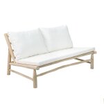 Fauteuil bohme chic naturel, blanc en bois de teck, tissu sunbrella