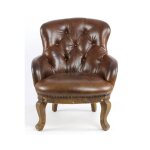 Fauteuil british bristol vintage en cuir marron