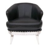 Fauteuil de bureau noir cuir rocky vintage