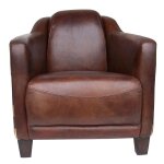 Fauteuil cuir marron james vintage