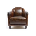 Fauteuil cuir marron milord vintage