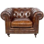 Fauteuil marron en cuir chesterfield chicago vintage