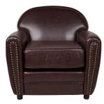 Fauteuil marron cuir club cardiff vintage