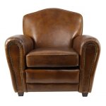 Fauteuil marron cuir club edgarton vintage