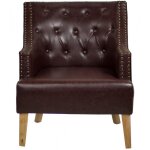 Fauteuil marron cuir junon vintage
