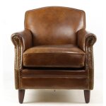 Fauteuil marron cuir normandie vintage