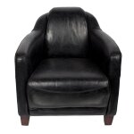 Fauteuil noir en cuir milord vintage