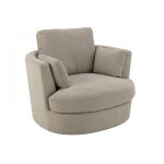 Fauteuil pivotant bois / tissu gris