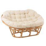 Fauteuil roni et coussin rotin naturel blanc