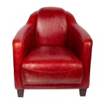 Fauteuil rouge en cuir milord vintage