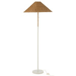 Lampadaire metal / rotin blanc / naturel