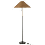 Lampadaire metal / rotin noir / naturel