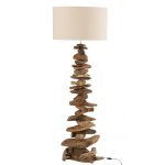 Lampe et abat - jour bois flott naturel beige large