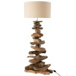 Lampe et abat - jour bois flott� naturel beige medium