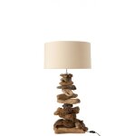 Lampe et abat - jour bois flott� naturel beige small