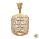 Lampe boh�me chic naturel en rotin cylindrique