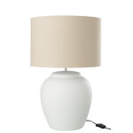 Lampe meli + abat - jour ceramique lin blanc large