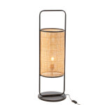 Lampe sur pied metal / rotin noir / naturel large