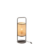 Lampe sur pied metal / rotin noir / naturel small