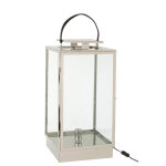 Lanterne lampe metal / verre argent