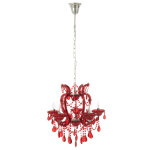 Lustre chandelier antique verre rouge