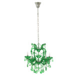 Lustre chandelier antique verre vert �meraude