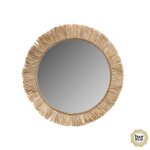 Miroir bohème chic naturel en raphia franges courtes Miroir bohème chic naturel en raphia franges courtes