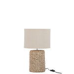 Pied de lampe + abat - jour tresse epaisse beton / coton naturel small