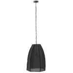 Plafonnier poire lin / fer noir large