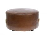 Pouf cuir marron arthur vintage