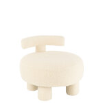 Pouf rond dossier boucl� blanc