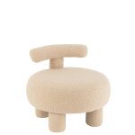 Pouf rond dossier boucl� chaud beige