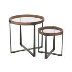 Set de 2 table basse mine verre / bois de sapin naturel / noir