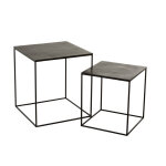 Set de 2 table gigogne carree oxidize aluminium / metal antique noir