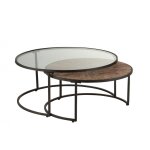 Set de 2 tables gigognes rondes mtal noir