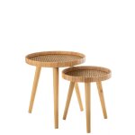 Set de 2 tables gigognes rondes trpied rotin naturel