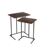 Set de 2 tables rectangulaire fer / bois de manguier brun / noir