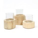 Set de 3 chandeliers bohème chic naturel en bois de teck small Set de 3 chandeliers bohème chic naturel en bois de teck small