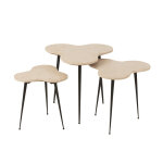 Set 3 table gigogne abeille marbre / metal blanc / noir