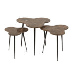 Set 3 table gigogne abeille marbre / metal marron / noir