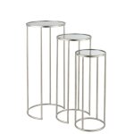 Set de 3 tables gigognes leo miroir fer argent