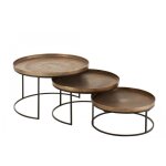 Set de 3 tables gigognes ronde aluminium rouille